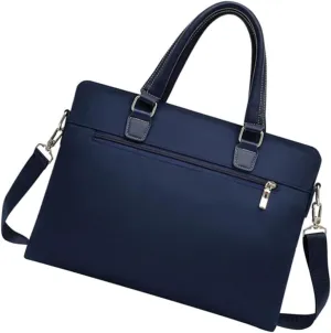 1Pc Oxford Cloth Laptop Briefcase for Men Theft Zipper Design Durable Casual Shoulder Bag Blue Color for Business and Travel Use