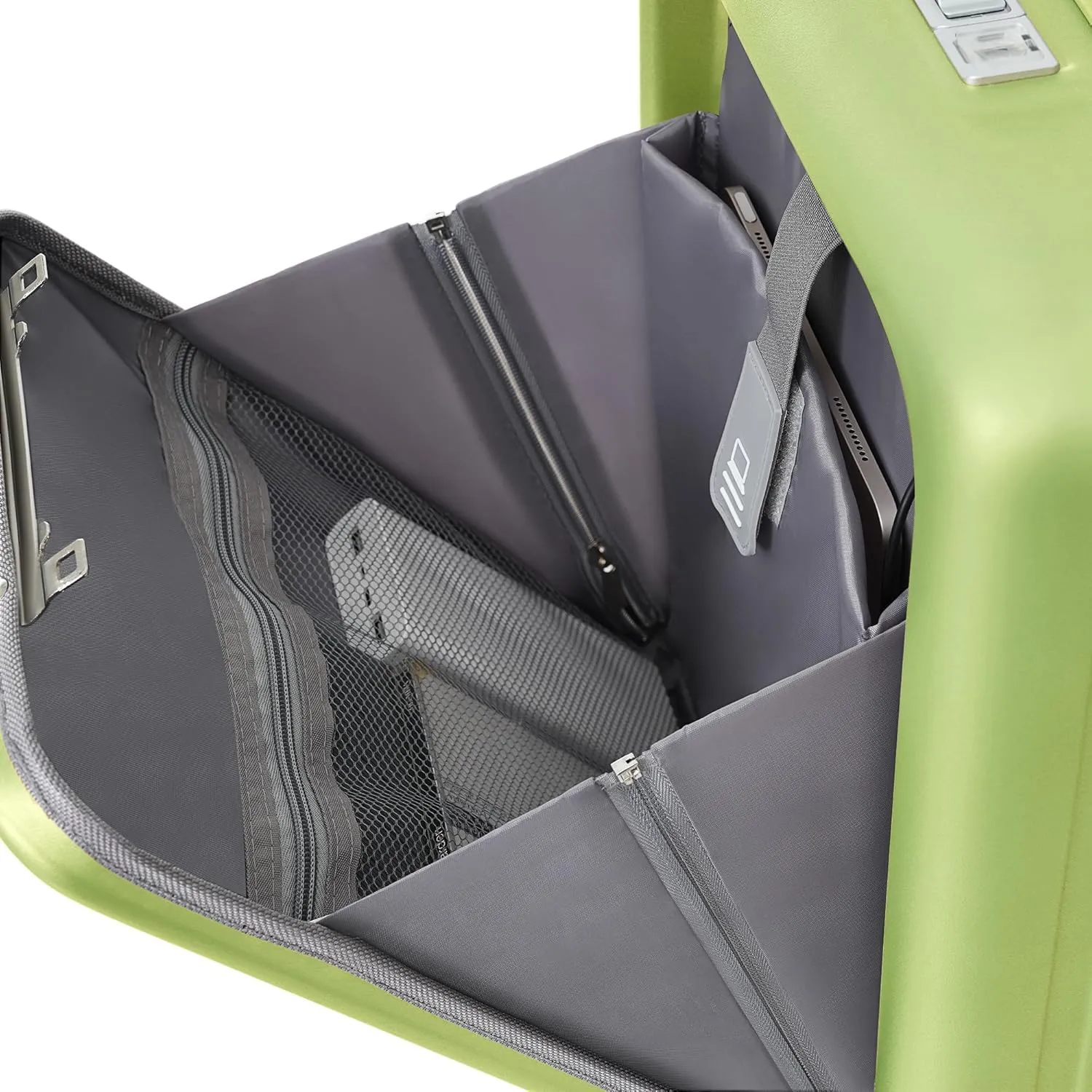 2 Piece Carry On Luggage Set for Women, 20 Inch Hard Shell Suitcase with Laptop Compartment, Cup Holder, USB Charging Port, Tote (Light Green)