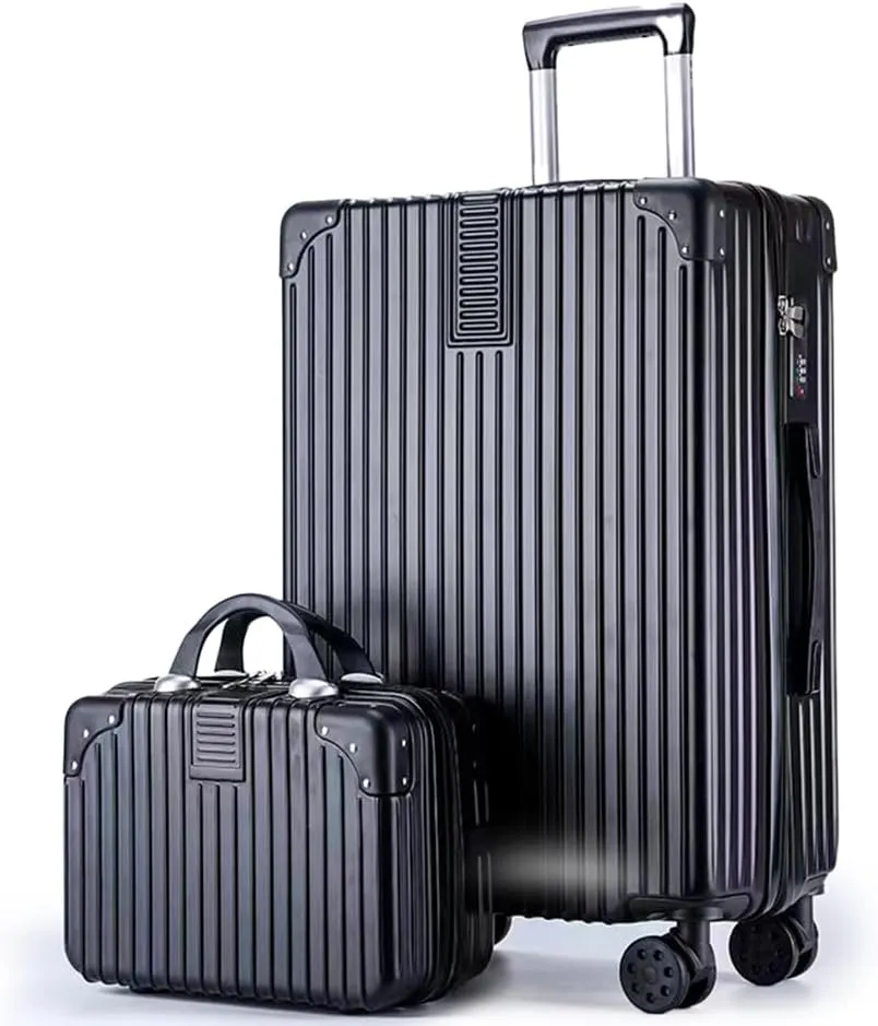 2 Piece luggage sets - Travel suitcase - 20"" Carry On Luggage and 9"" Mini Cosmetic Travel Set Lightweight Polypropylene Suitcase with Lock Zipper Hardside with spinner wheel (black)