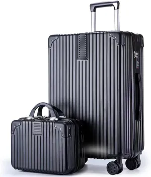 2 Piece luggage sets - Travel suitcase - 20"" Carry On Luggage and 9"" Mini Cosmetic Travel Set Lightweight Polypropylene Suitcase with Lock Zipper Hardside with spinner wheel (black)