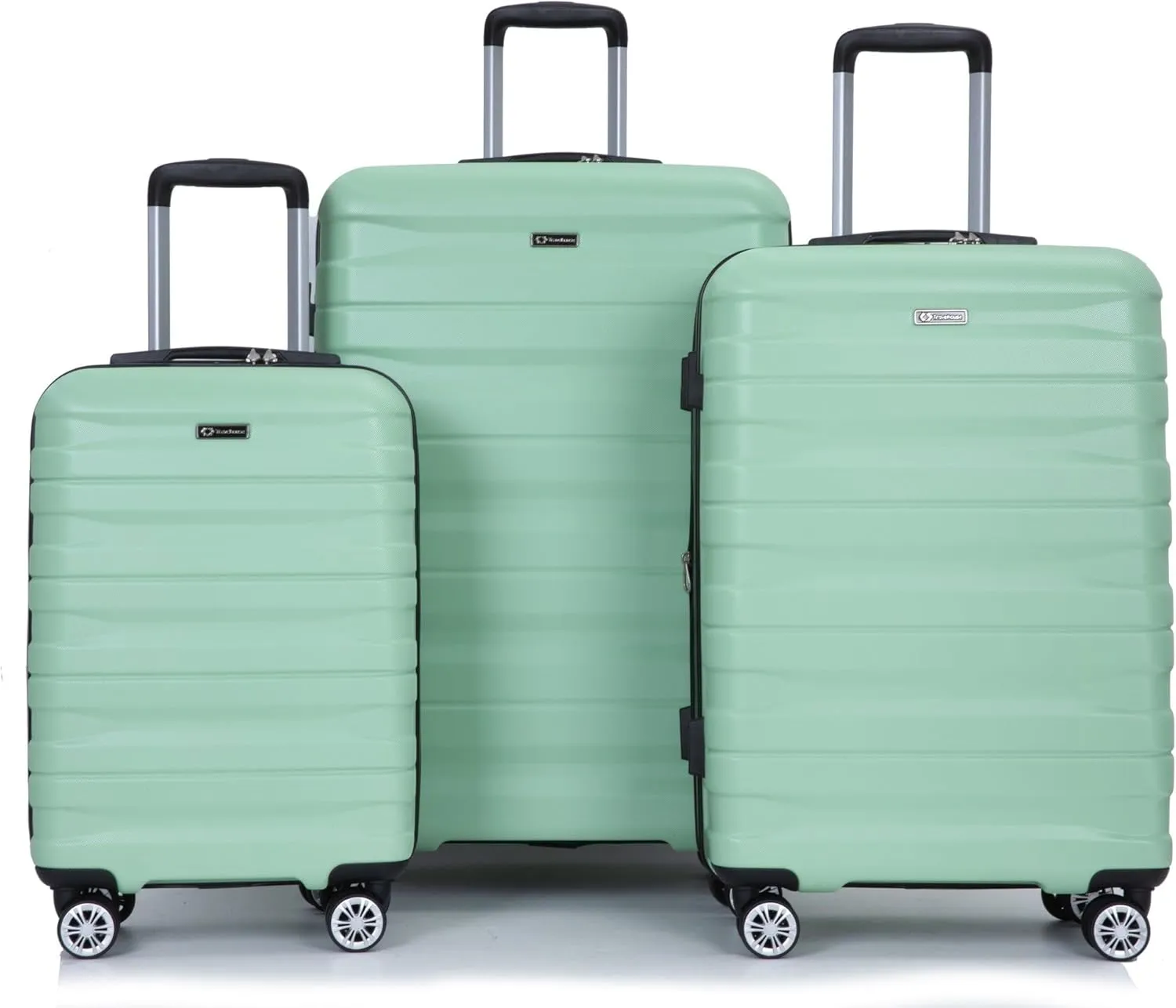 3-Piece Luggage Set (21", 25", 29"), Durable & Lightweight Expandable Suitcase with 360 Double Spinner Wheels, Two Hooks and TSA Lock, Carry-On & Checked Travel Gear Set (Light Green)