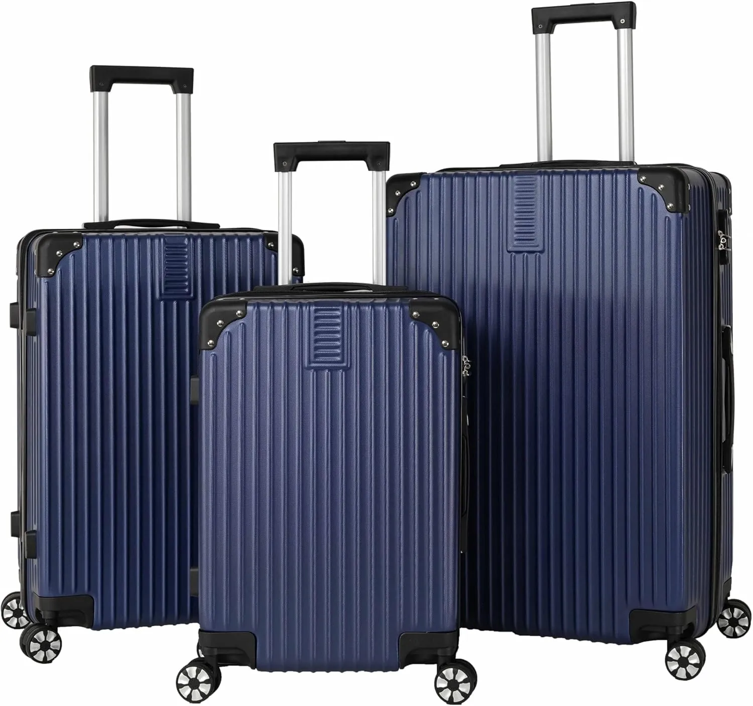 3-Piece Luggage Sets, Hard Shell Suitcases with Spinner Wheels, Lightweight Hard Shell Travel Suitcase Set with Hiking Bag and TSA Lock for Both Long-Distance and Short Distance Travel (Blue)