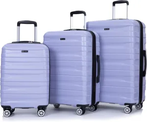3 Piece Luggage Sets PC Lightweight & Durable Expandable Suitcase with Two Hooks, Double Spinner Wheels, TSA Lock, (21/25/29) Light Purple