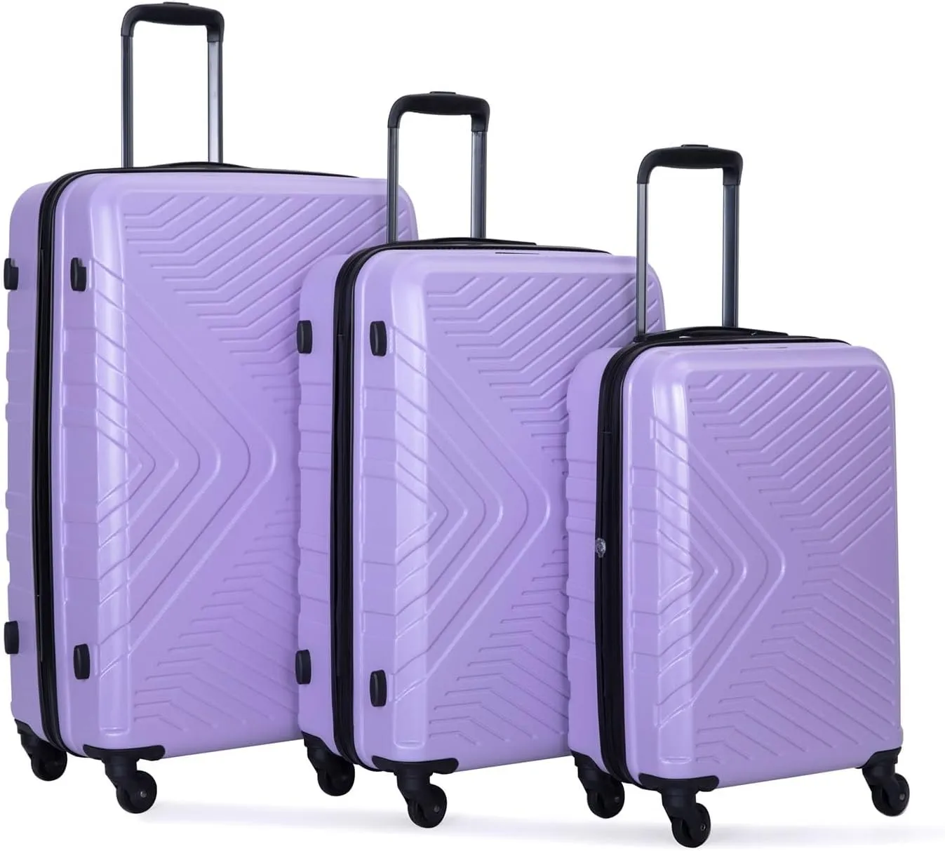 3 Piece Luggage Set,Travel Suitcase&Hard Shell Suitcases&Rolling Suitcase,Hardshell Luggage Sets with Spinner Wheels,Two Hooks,TSA Lock,Adjustable Pull Rod,Small&Lardge, ABS (20/24/28) (Light Purple)