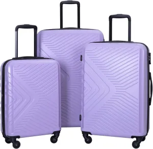 3 Piece Luggage Set,Travel Suitcase&Hard Shell Suitcases&Rolling Suitcase,Hardshell Luggage Sets with Spinner Wheels,Two Hooks,TSA Lock,Adjustable Pull Rod,Small&Lardge, ABS (20/24/28) (Light Purple)