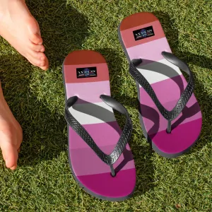 65 MCMLXV Women's LGBT Lesbian Pride Flag Print Flip-Flops
