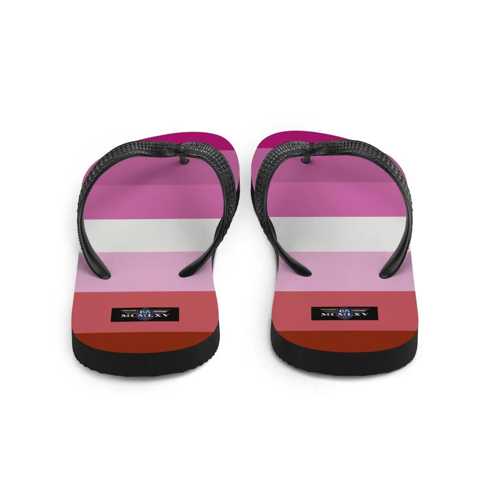 65 MCMLXV Women's LGBT Lesbian Pride Flag Print Flip-Flops