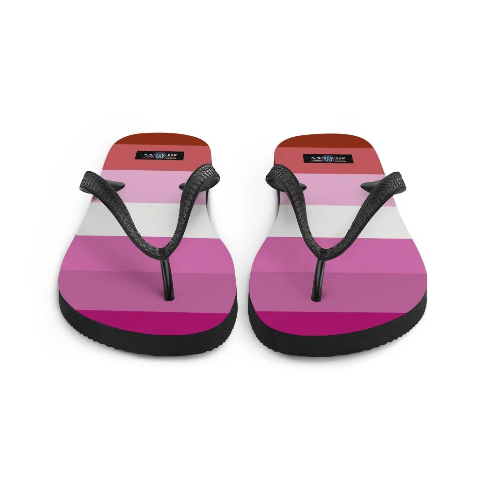 65 MCMLXV Women's LGBT Lesbian Pride Flag Print Flip-Flops
