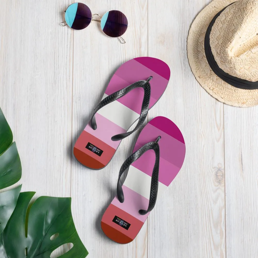 65 MCMLXV Women's LGBT Lesbian Pride Flag Print Flip-Flops