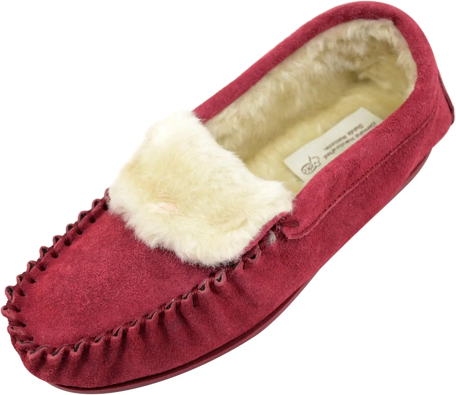 ABSOLUTE FOOTWEAR Ladies/Womens Suede Sheepskin Moccasins/Slippers with Rubber Sole