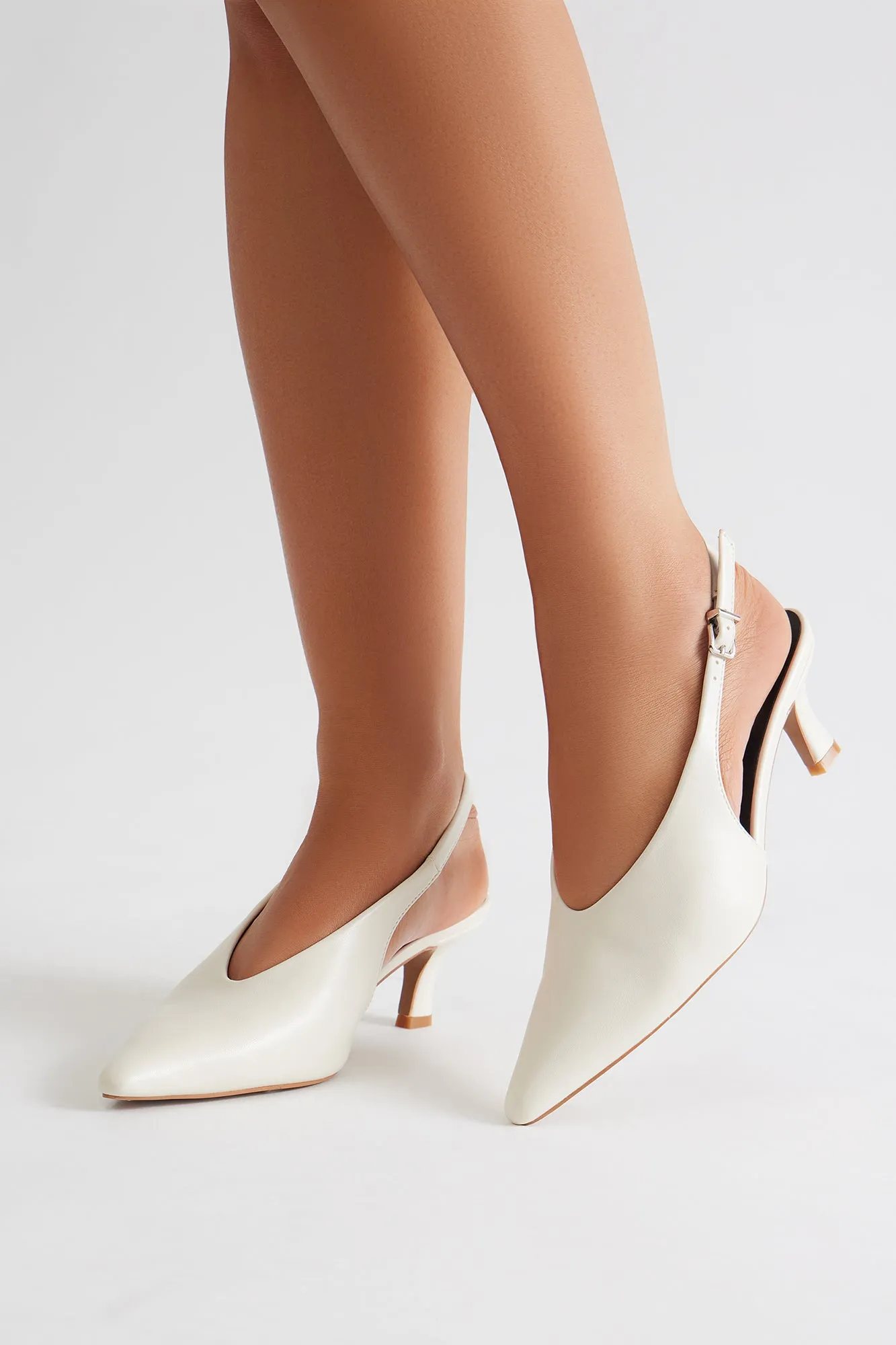Allura Kitten Heel Pumps - White