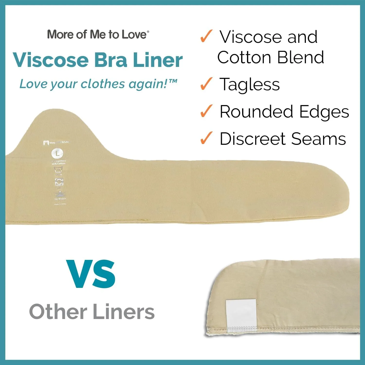 Antibacterial Bamboo & Cotton Bra Liner (White, 9-pk) No irritation, rash guard