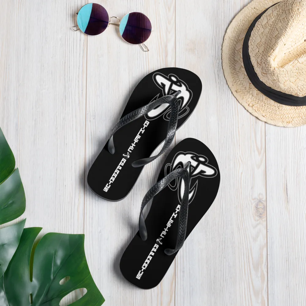 Athletic Apparatus Black White logo Flip-Flops