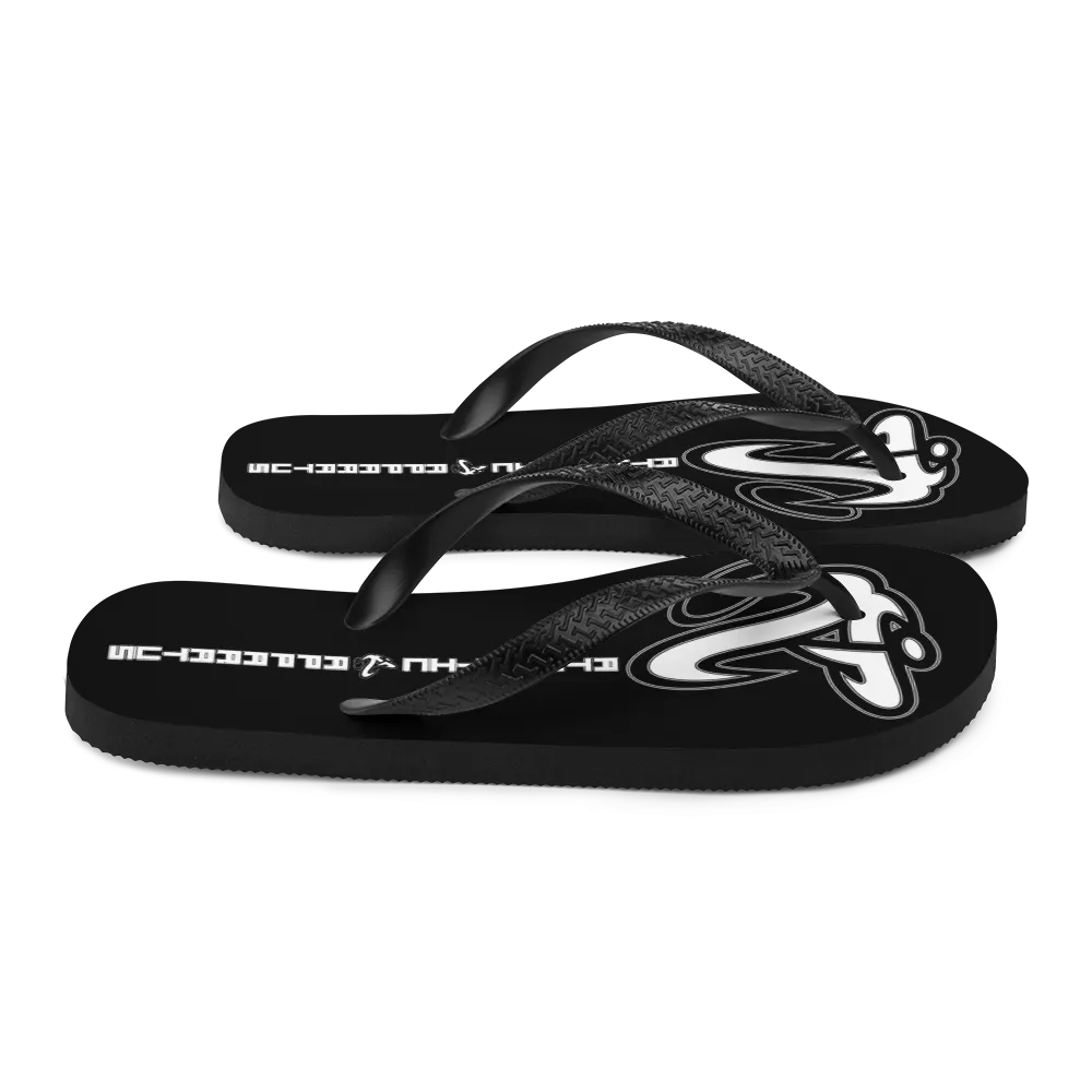 Athletic Apparatus Black White logo Flip-Flops
