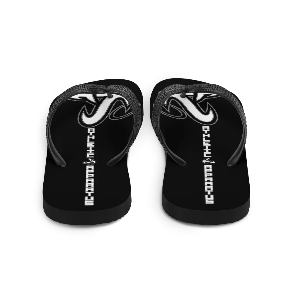 Athletic Apparatus Black White logo Flip-Flops