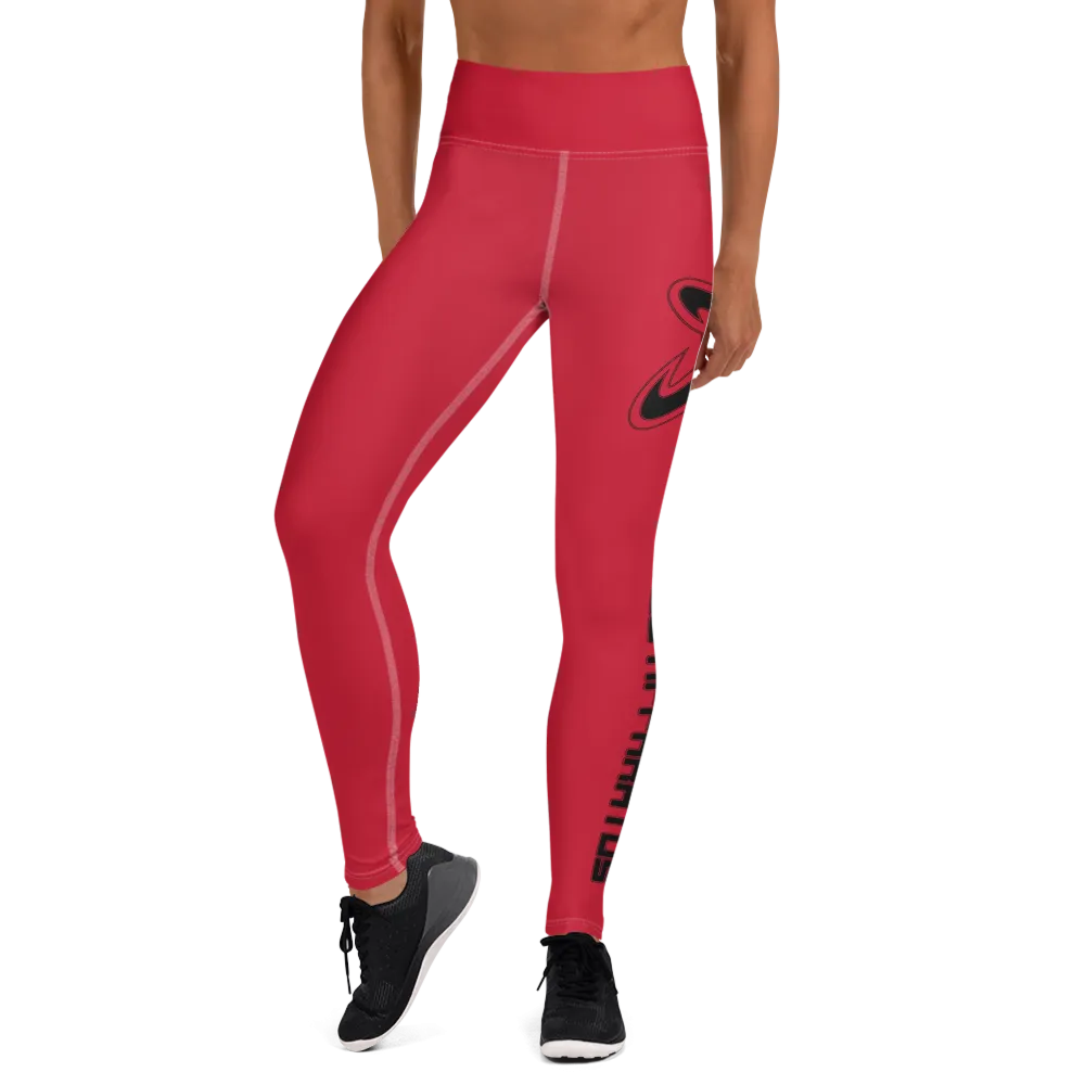 Athletic Apparatus Red Black Logo White stitch Yoga Leggings