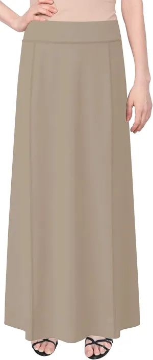 Baby'O Women's Stretch Cotton Knit Panel Maxi A-Line Skirt