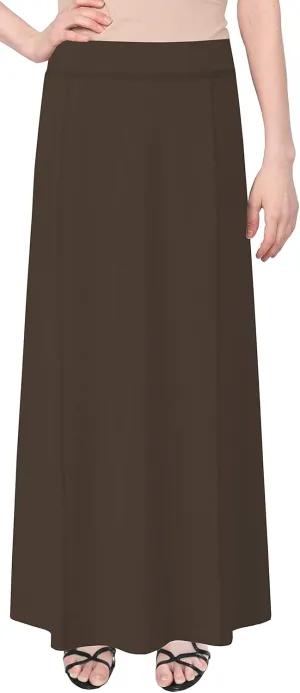 Baby'O Women's Stretch Cotton Knit Panel Maxi A-Line Skirt