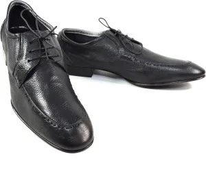 Baldinini Men's Black Leather Derby Dress Shoes, Comfort Moc-Toe Oxford, Italian Made