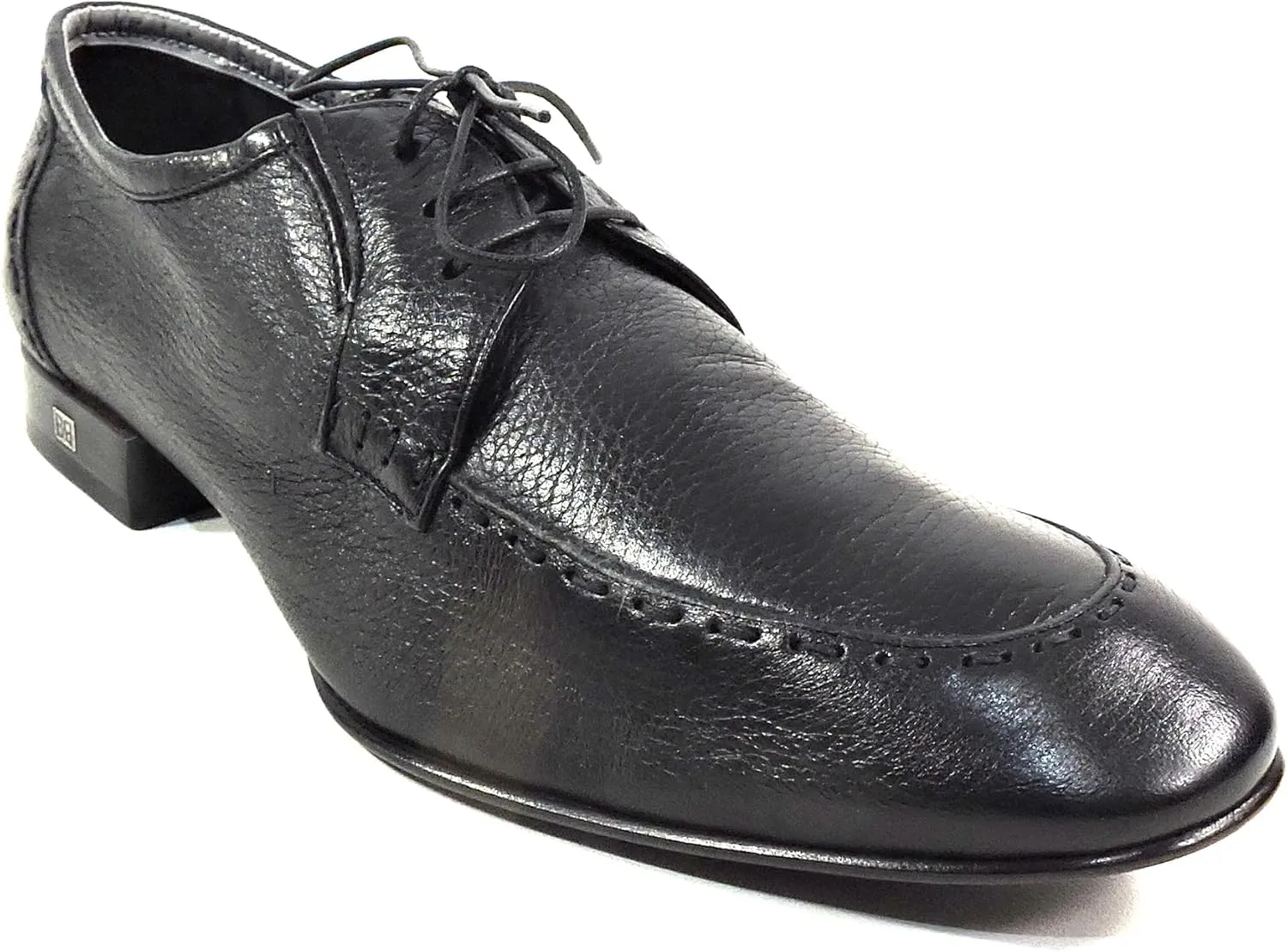 Baldinini Men's Black Leather Derby Dress Shoes, Comfort Moc-Toe Oxford, Italian Made