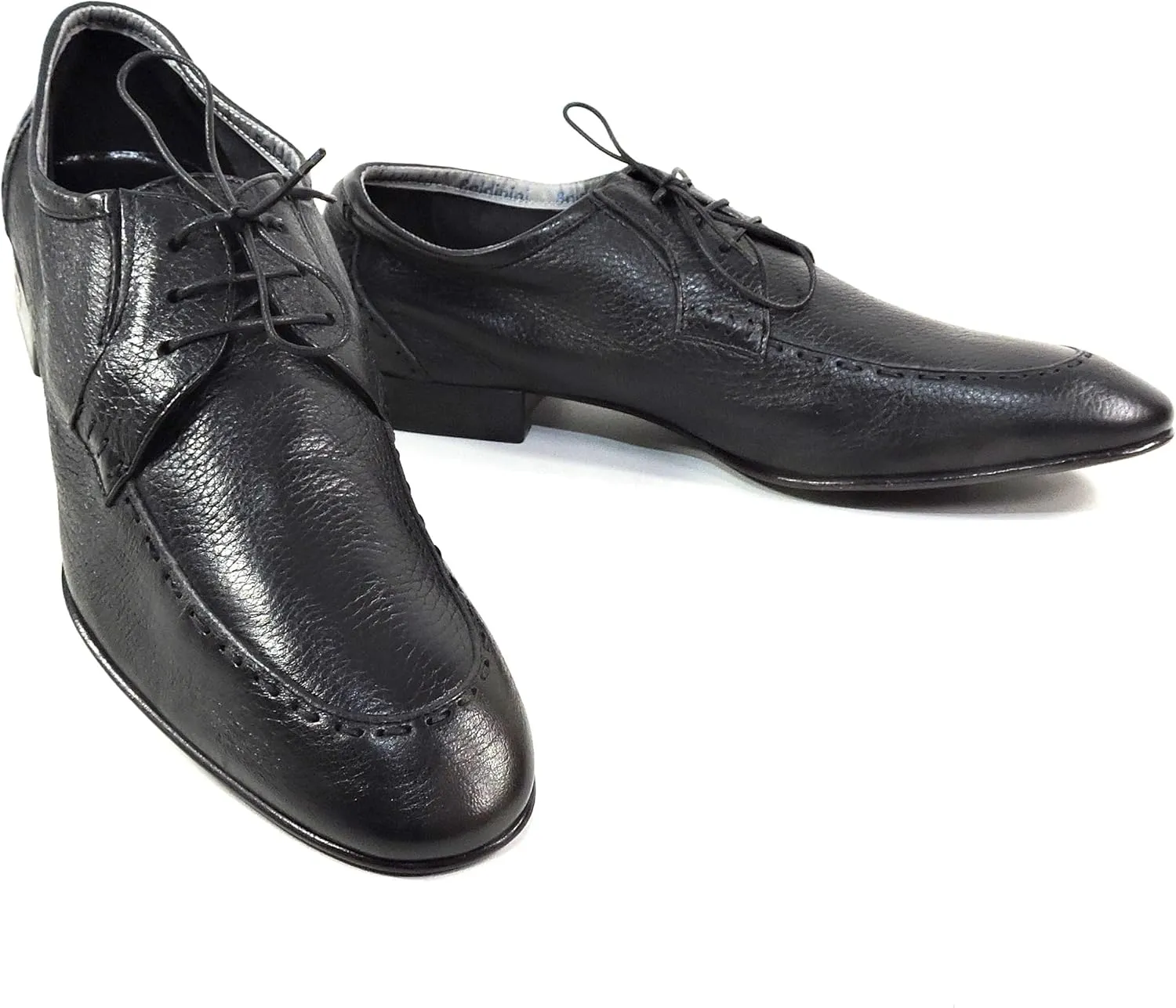 Baldinini Men's Black Leather Derby Dress Shoes, Comfort Moc-Toe Oxford, Italian Made