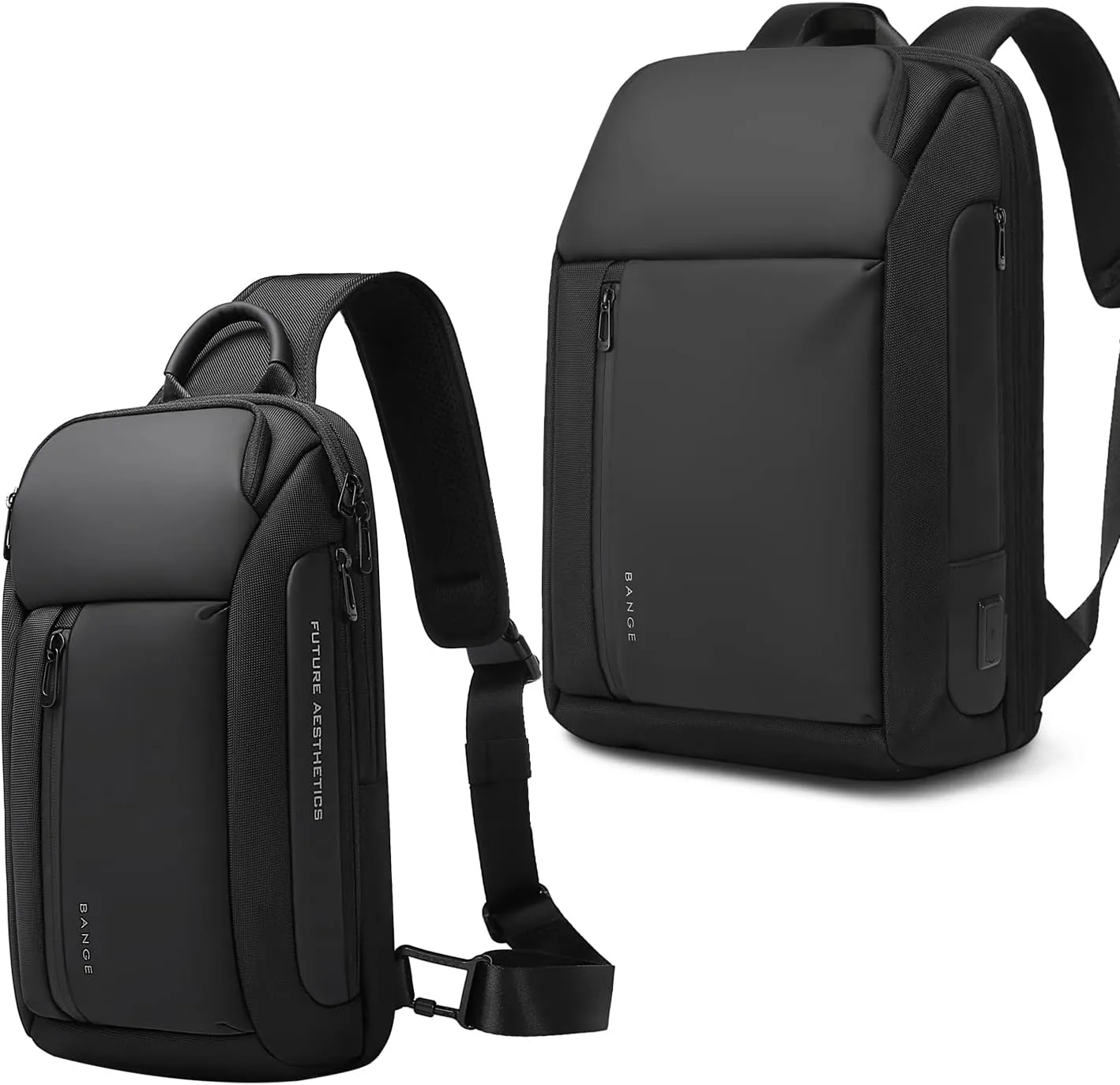 BANGE Business Waterproof 15.6 inch Laptop backpack and Waterproof chest bag for men and women