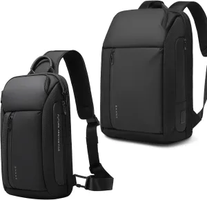 BANGE Business Waterproof 15.6 inch Laptop backpack and Waterproof chest bag for men and women
