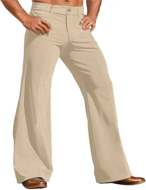 Bell Bottom Pants for Men Corduroy 70s Disco Vintage Stretch Slim Fit Classic Outfits Trendy Stylish Hippie Trousers