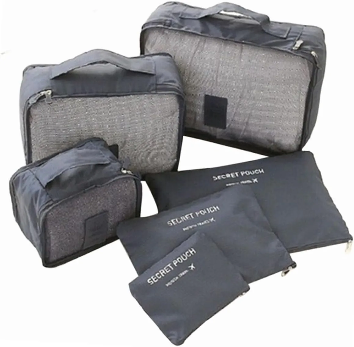 BESTYASH 6Pcs Waterproof Travel Storage Bags Set Grey Packing Cubes for Luggage Organizer Durable and Lightweight Travel Bags Ideal for Clothes and Accessories Storage