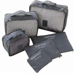 BESTYASH 6Pcs Waterproof Travel Storage Bags Set Grey Packing Cubes for Luggage Organizer Durable and Lightweight Travel Bags Ideal for Clothes and Accessories Storage