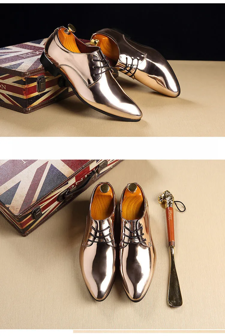 British Pointed Leather Shoes Men's Fashion Bright Leather Men's Shoes Foreign Trade Leather Shoes Amazon Wish LAZADA