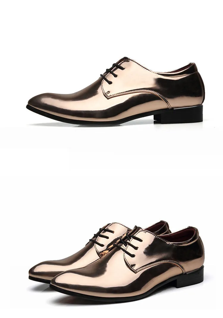 British Pointed Leather Shoes Men's Fashion Bright Leather Men's Shoes Foreign Trade Leather Shoes Amazon Wish LAZADA