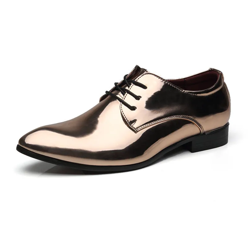 British Pointed Leather Shoes Men's Fashion Bright Leather Men's Shoes Foreign Trade Leather Shoes Amazon Wish LAZADA