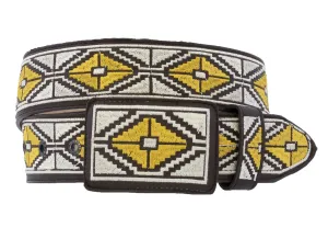 Brown Western Cowboy Belt Embroidered Leather - Rodeo Buckle