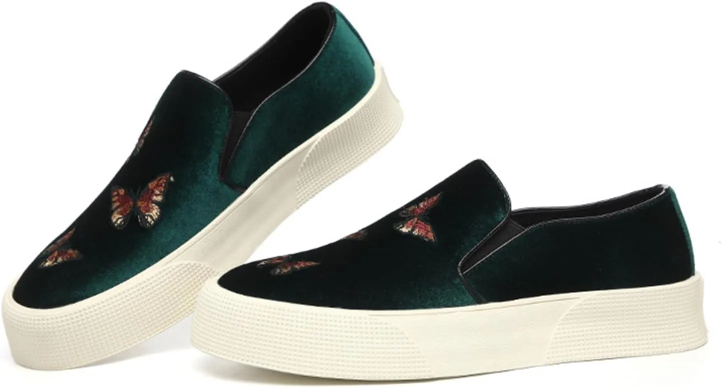 ByErz Men's Luxury Velvet Penny Loafer Shoes Noble Slip-On Suede Loafers Smoking Slippers