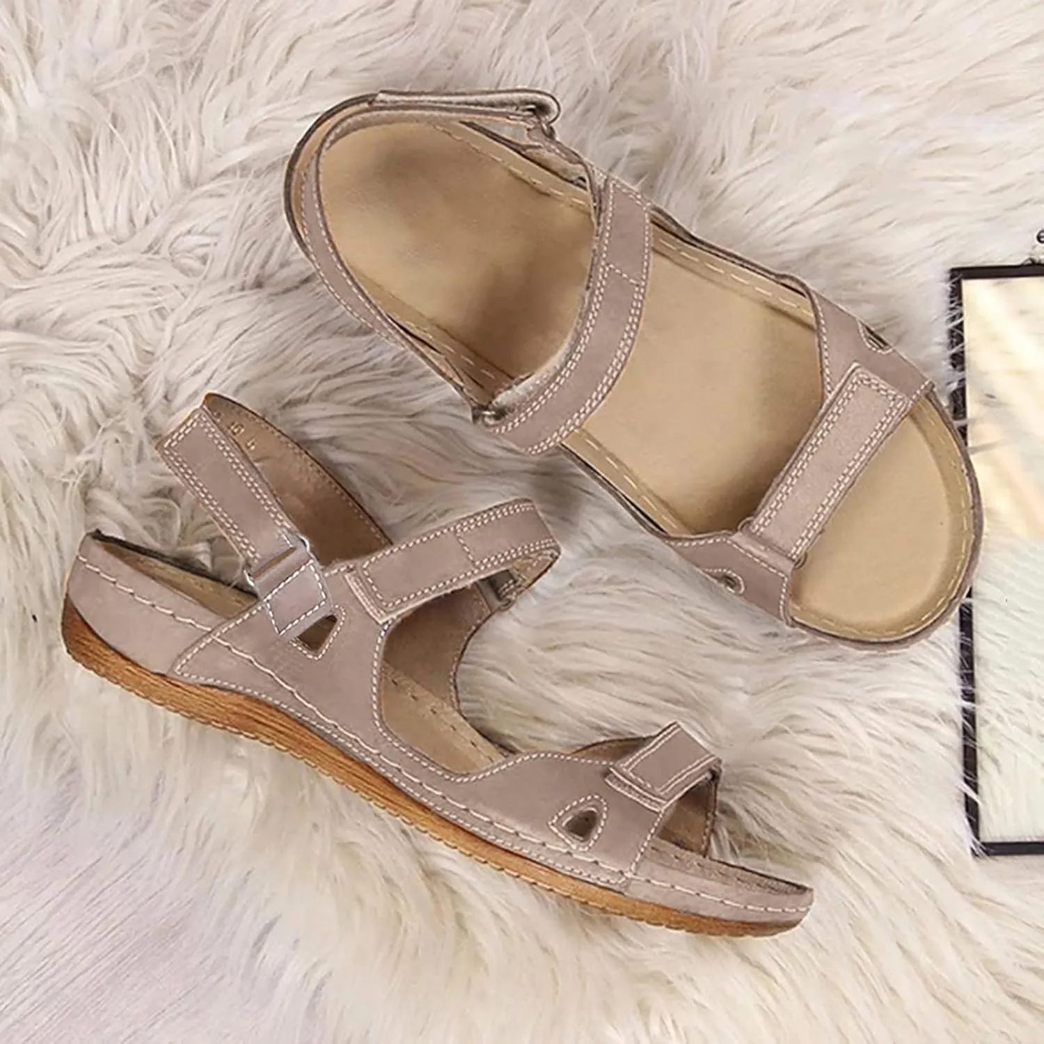 Casual Sandals Women Flat Platform Sandals for Women Orthopedic Open Toe Shoes Slip On Casual Sandals