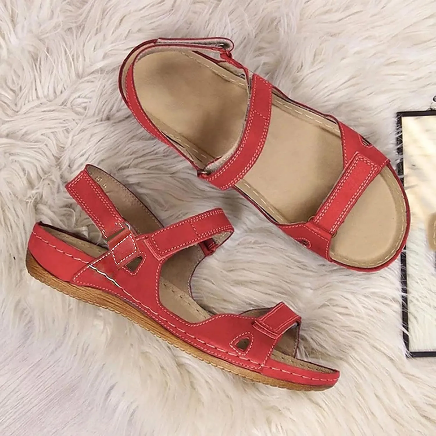 Casual Sandals Women Flat Platform Sandals for Women Orthopedic Open Toe Shoes Slip On Casual Sandals