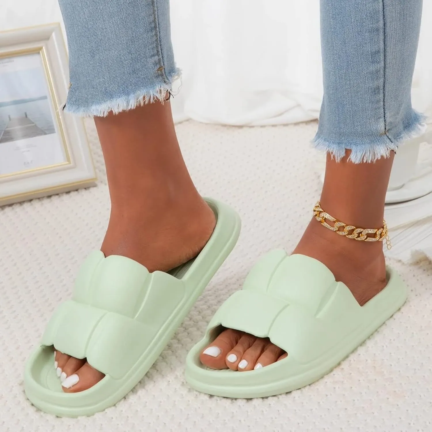 Casual Sandals Women Orthopedic Sandals for Women Open Toe Roman Slippers Comfortable Slip On Casual Sandals