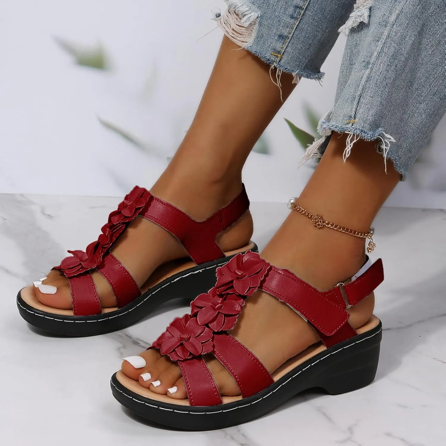 Casual Sandals Women Platform Strap Sandals for Women Orthopedic Open Toe Shoes Beach Casual Sandals