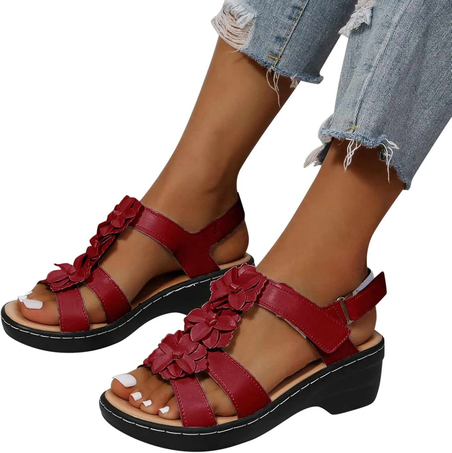 Casual Sandals Women Platform Strap Sandals for Women Orthopedic Open Toe Shoes Beach Casual Sandals