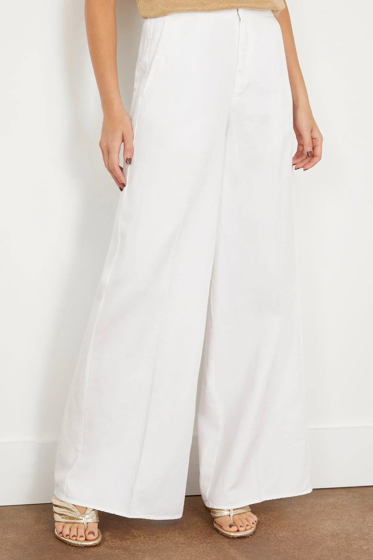 Chic Cotton Gabardine Palazzo Pant in Puro
