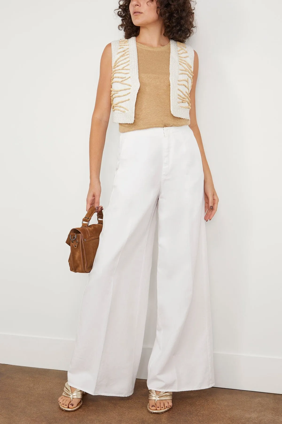 Chic Cotton Gabardine Palazzo Pant in Puro