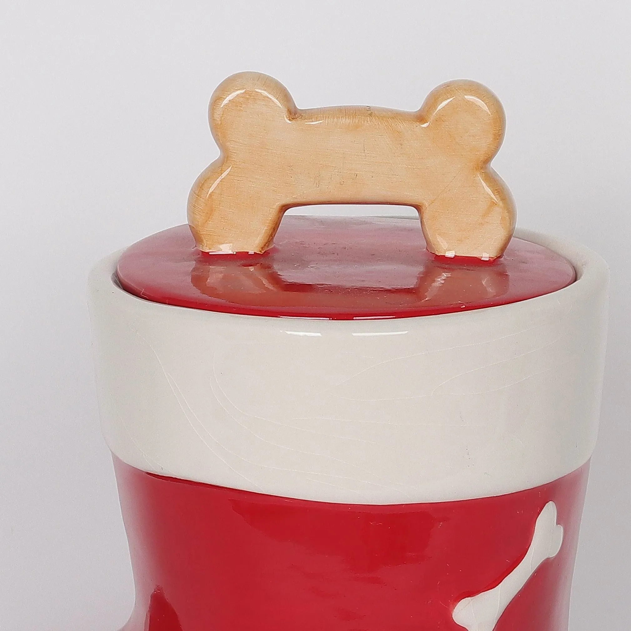 Christmas Ceramic Dog Bone Boots Jar with Lid