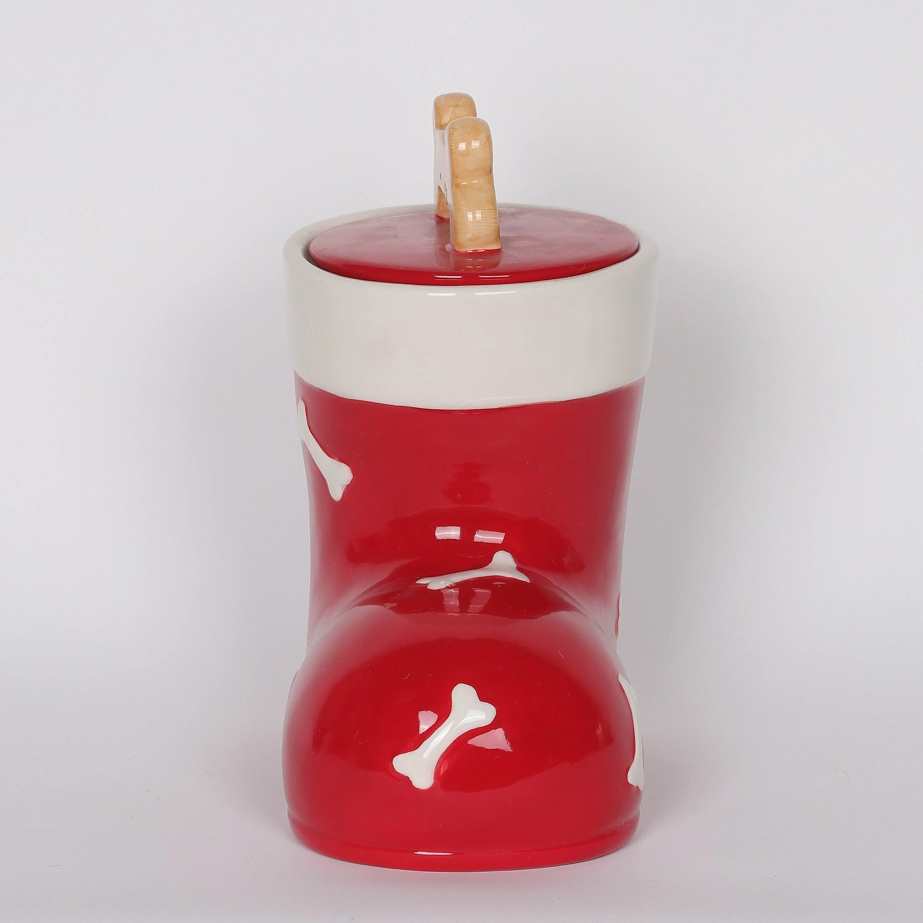 Christmas Ceramic Dog Bone Boots Jar with Lid