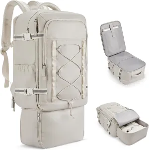 CLUCI Travel Backpack 30L, Waterproof Laptop Backpack Fits 17.3 Inch Laptop, Carry On Backpack with shoe compartment, Durable Expandable Gym Backpack, Large Hiking Backpack for Men WomenWhite