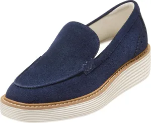 Cole Haan Women's Originalgrand Platform Venetian Loafers Flat, Midnight Moon Suede/Ivory, 9 Wide