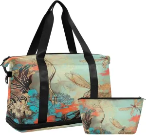 Colorful Flowers Sports Gym Bag with Waterproof Dry Wet Pocket, Travel Duffel Bag for Women MenWorkout Bag Fits Yoga, Swimming