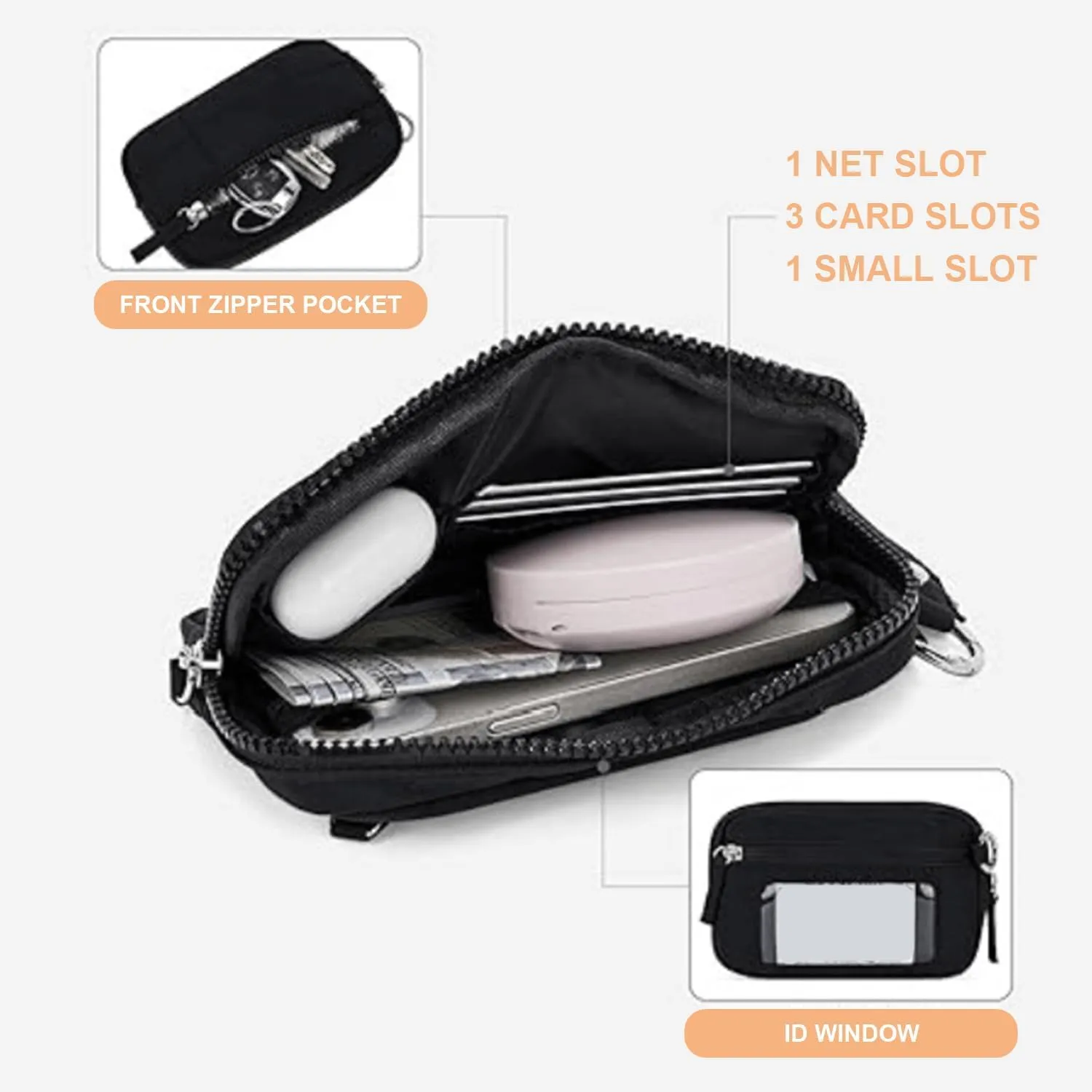 Convely Essential Wristlet,Convely Wallet Wristlet Pouch,Wristlet Wallets for Women,Nylon Quilted with 3 Zipper Purse