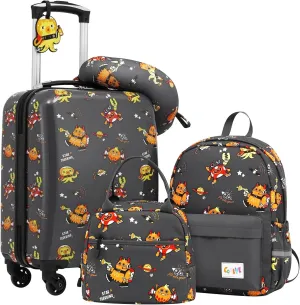 Coolife Kids Luggage Set 5 Piece Suitcase Set 16 Carry on Hardside Spinner Toddler Luggage Travel Rolling Luggage Girls Boys