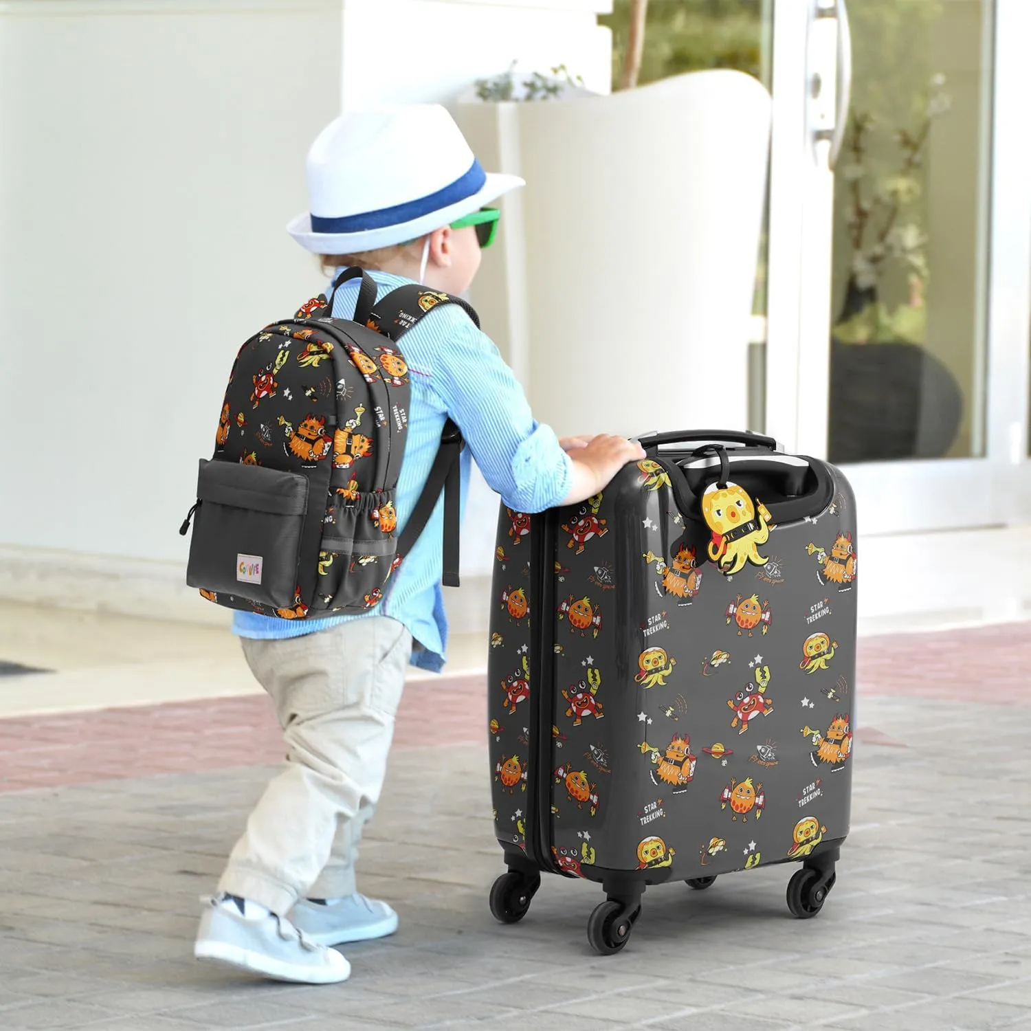 Coolife Kids Luggage Set 5 Piece Suitcase Set 16 Carry on Hardside Spinner Toddler Luggage Travel Rolling Luggage Girls Boys